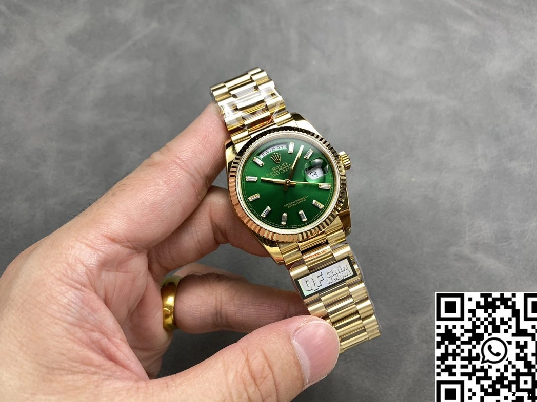 Tungsten Rolex M128238-0130 Day Dial 36mm Gold Factory Steel Yellow QF Date Green v5 0715